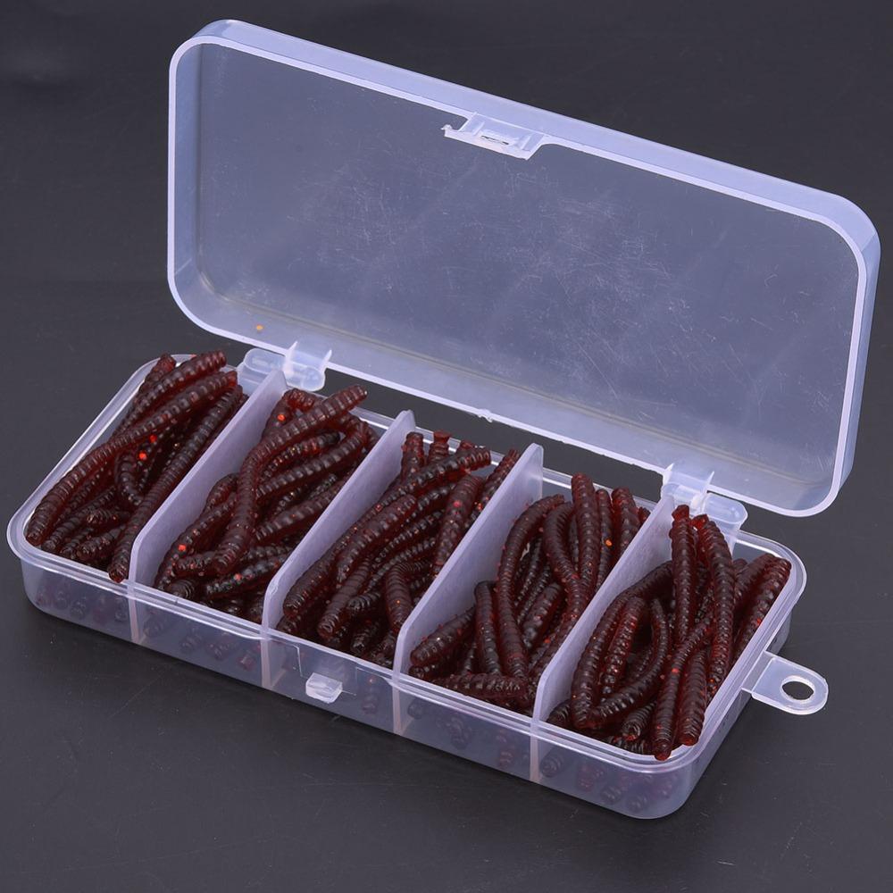 100PCS Silicone Artificial Worm Lures 6cm Length Fishing Lures River Fishing