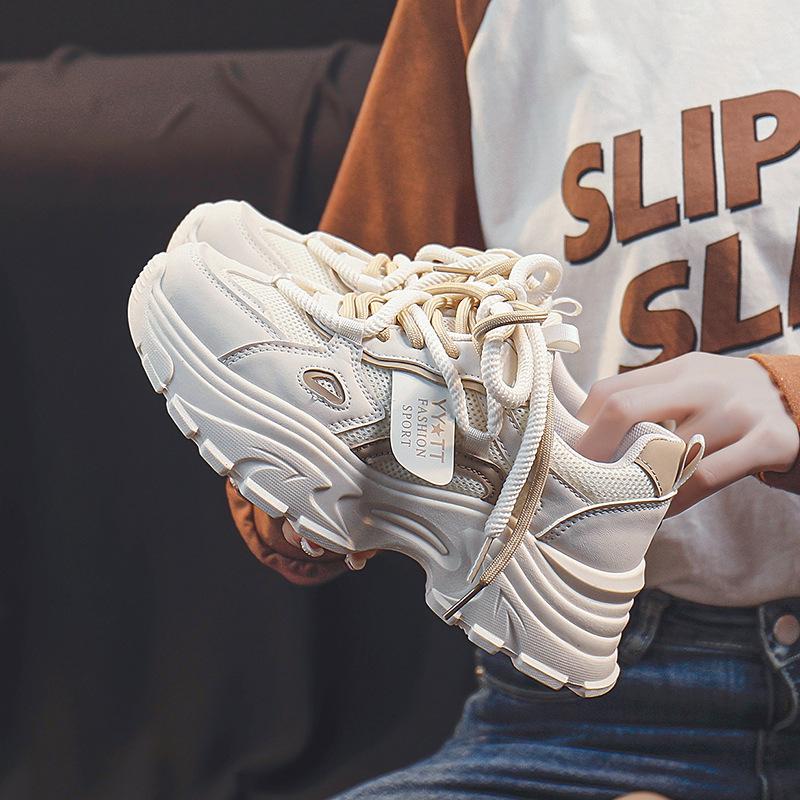 In mesh low-top dad shoes spring new breathable student sports heightening casual shoes