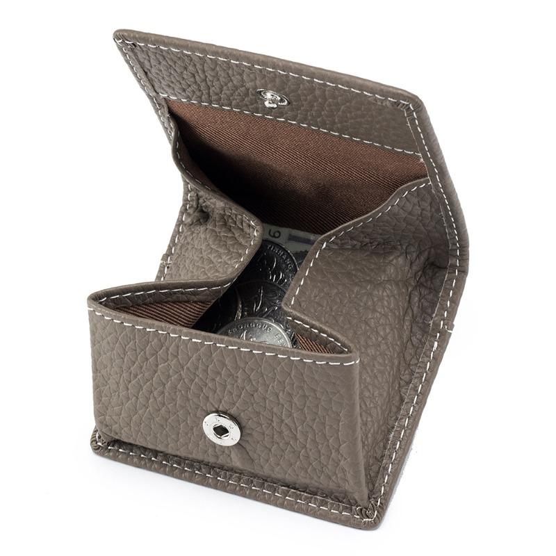 

New Japanese-style first-layer cowhide mini small wallet, women s genuine leather buckle coin bag, small change bag темного кольору хакі