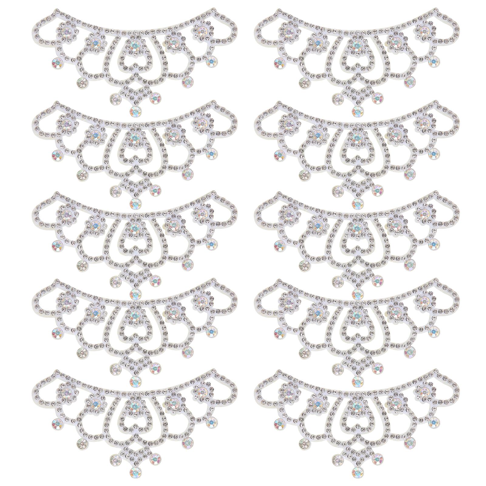 10PCS Rhinestones Cloth Applique Crown Shaped Patches Clothes Accessories