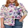 Women's Long Sleeve Shirt, Beautiful Floral Print Blouse, Fresh Flower Elements Shirt, Romantic Color, Casual Shirt