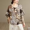 DIMANAF 2026 Plus Size New T-Shirt Women Blouse Leopard Print Loose Casual Lady Tops Tees Shirts Oversize Beach Summer