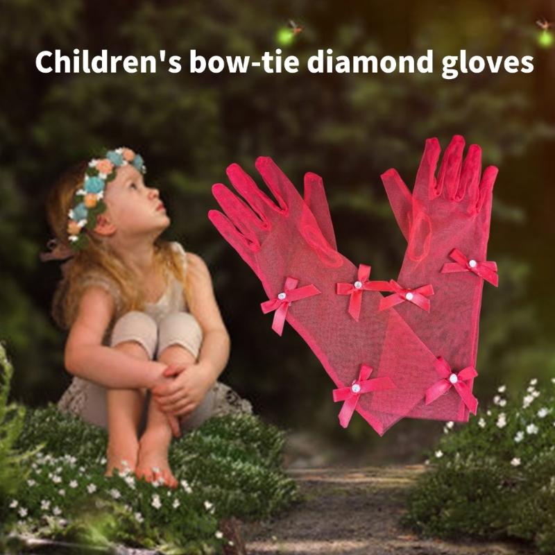 Delicate Sheer Gloves for Infants Feature Sweet Style Bowknot Detailing Stage Performances Essential Mittens