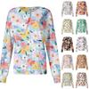 Women's Casual Long Sleeve Single Breasted Floral Print Medical Scrub Cardigan Top Comfortable Fit Lightweight Fabric Suitable for Work