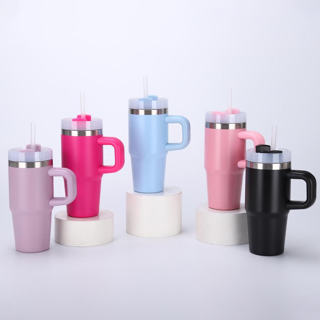 14-20oz Edelstahl-Thermosbecher mit Griff und Strohhalm