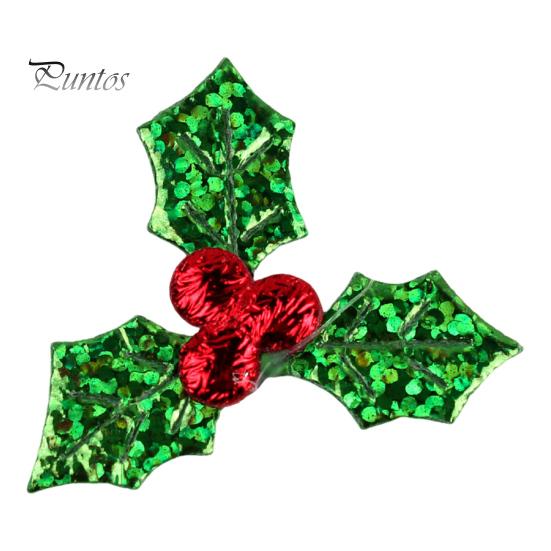 

100 шт. Рождественские искусственные листья падуба, мини-тройные рождественские листья, имитация ягод падуба, сделай сам, поделки, рождественские венки, подарочные открытки, бирки, украшение стола 2