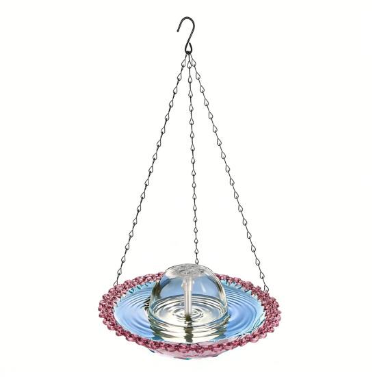 USB-Powered Fountain Bird Bath Hanging Bird Bath Fountain Outdoor Hummingbird Feeder Bath Bowl Attracts Wild Birds for Garden Decoration