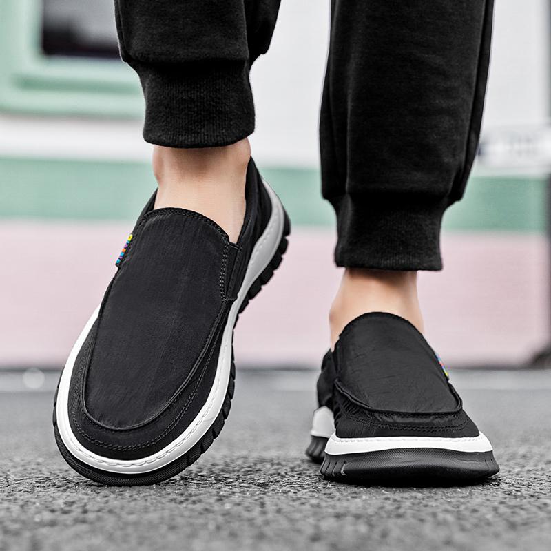 Fashion High Quality Men Outdoor Walking Sneakers Fashion Breathable Flat Designer Shoes Comfy Antiskid Loafers 25New Canvas Lazy Shoes