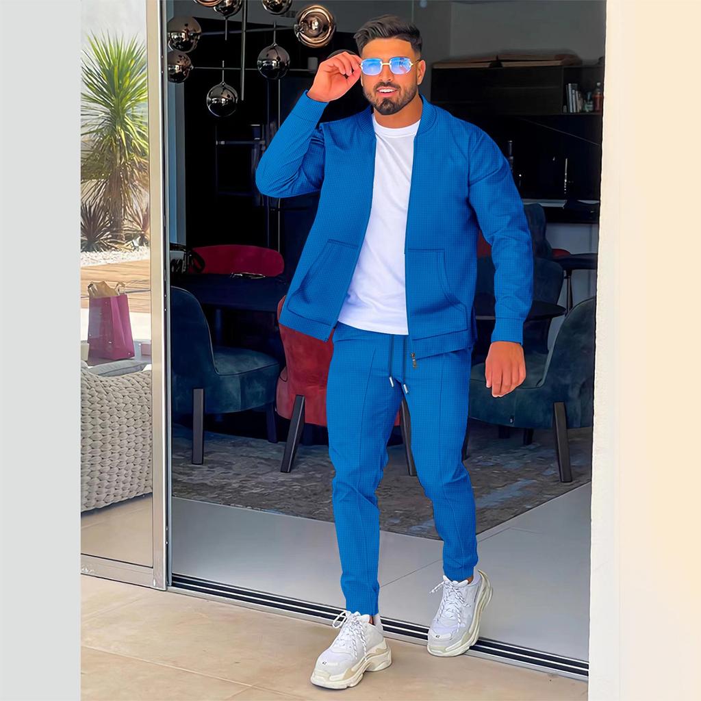 2024 Herbst/Winter Waffelstrick Baseballjacke mit Taschen und Reißverschluss