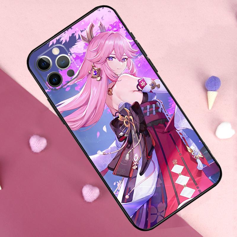 Genshin Impact Yae MIko Phone Case For iPhone 17 Pro Max 11 14 15 16 Pro Max Plus 13 12 Mini 16e 17 Air Back Cover