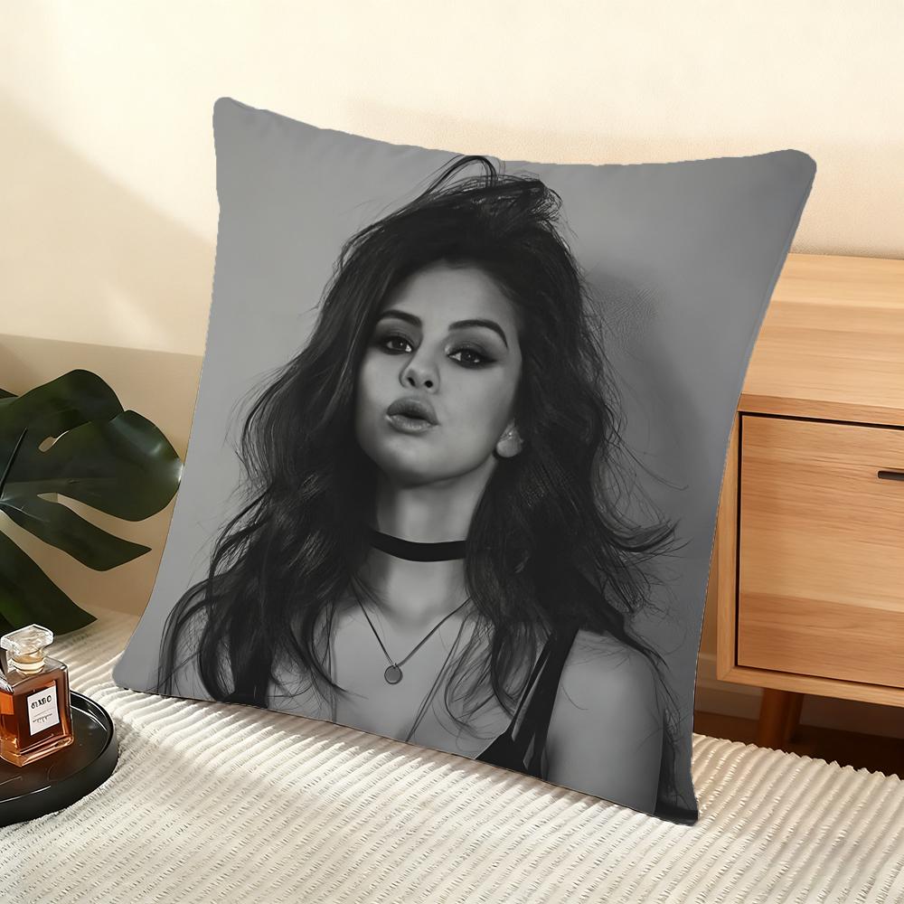S-Selena Gomez Cushion Cover Soft Short Plush Pillow Cover Smooth Cozy Texture Aesthetic Cushion Case Home Decor
