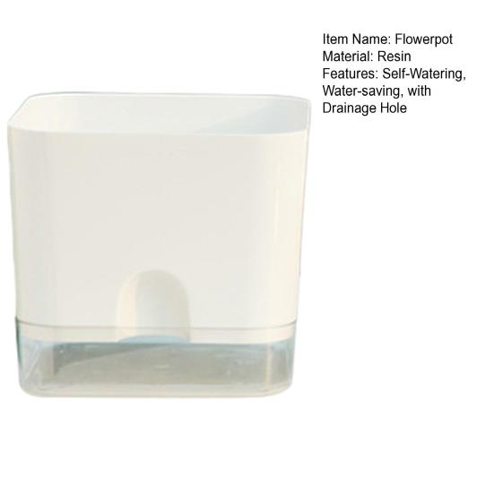 Yousheng Square Self Watering Pot with Drainage Hole Clear Reservoir Indoor Outdoor Plants Planting Pot Herbs Succulents Flower Planter with Wick