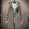 Spring & Autumn Youth Hooded Business Casual Men's Windbreaker Jacket