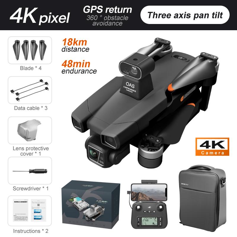 AE86 Pro GPS Drone 4K Profession HD Camera Gimbal Brushless 360° Laser Obstacle Avoidance Three-axis Aircraft RC FPV Drone Toys