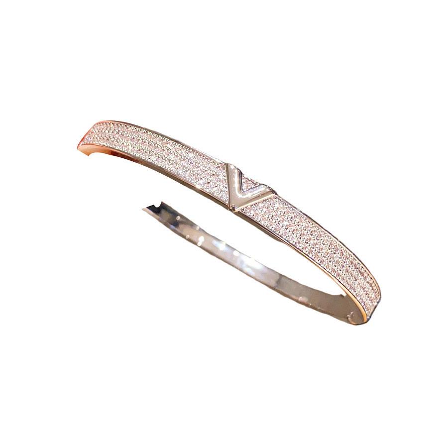 18k Gold Plated Zircon Letter Cuff Bracelet For Women Fashion Accessories