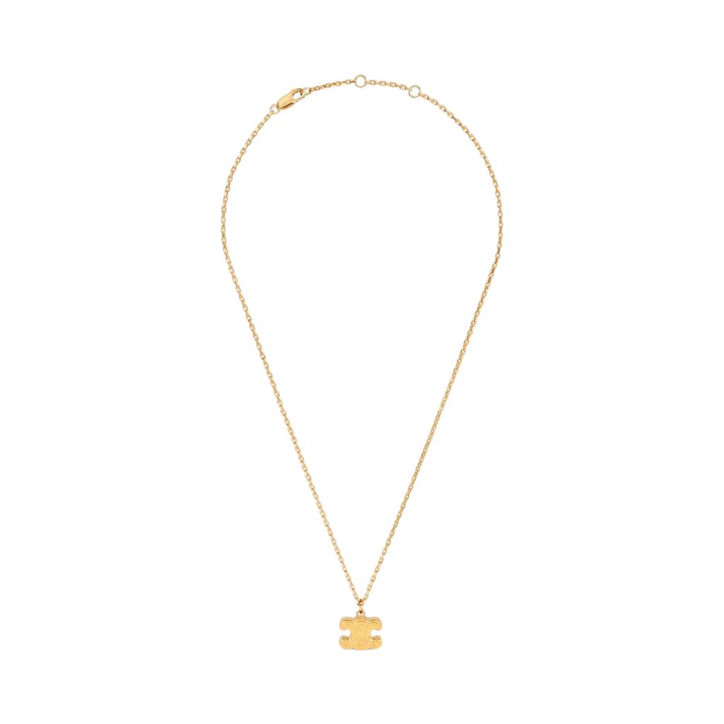 (W) Celine Chunky Triomphe Necklace In Brass with Gold Finish Gold