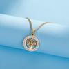 Tree of Life Clear Zircon Round Pendant Necklace Women Stainless Steel Gold Color Neck Chains Luxury Jewelry Wedding Gift