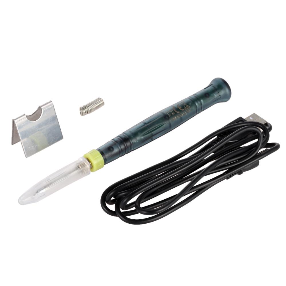 Mini Portable USB 5V 8W Fast Heating/Cooling Electric Powered Soldering Iron Pen Tip Touch Switch with LED Indicator Black