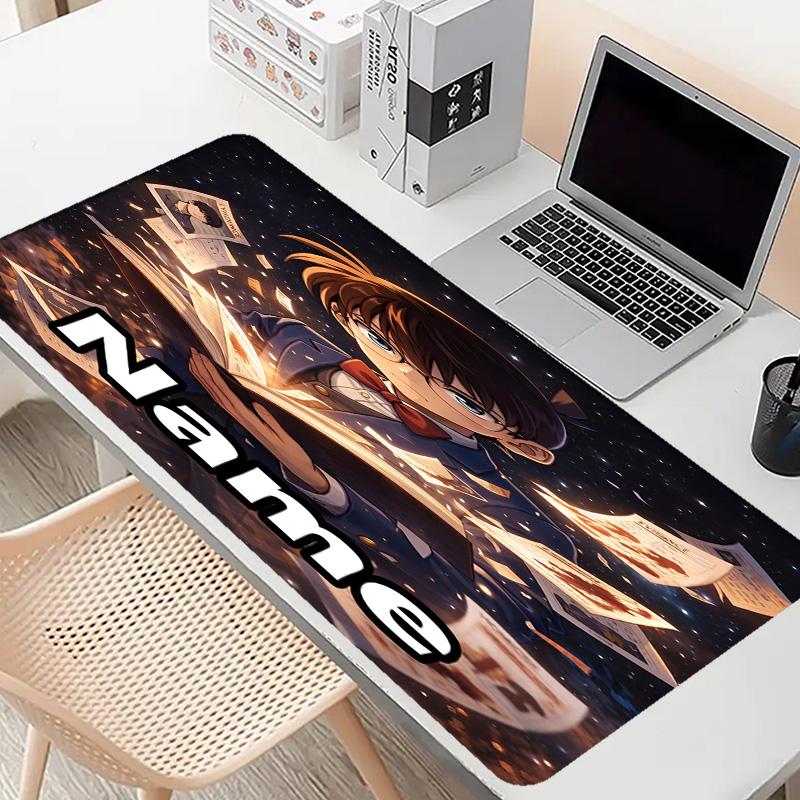 Custom Name Personalized Detective Conan Pattern Mousepad, Laptop PC Desk Mat, Decorative Desk Mat for Home Keyboard Pad Gift