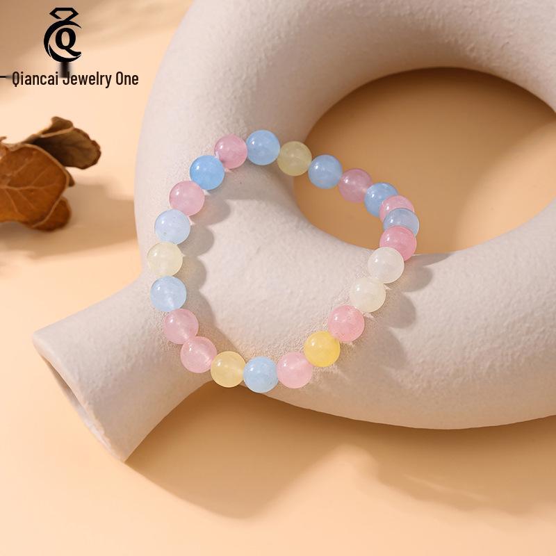 

Многоцветный браслет из натурального камня с бусинами Лето 2024: Унисекс подарок для любимого человека, Нишевый дизайн разноцветный