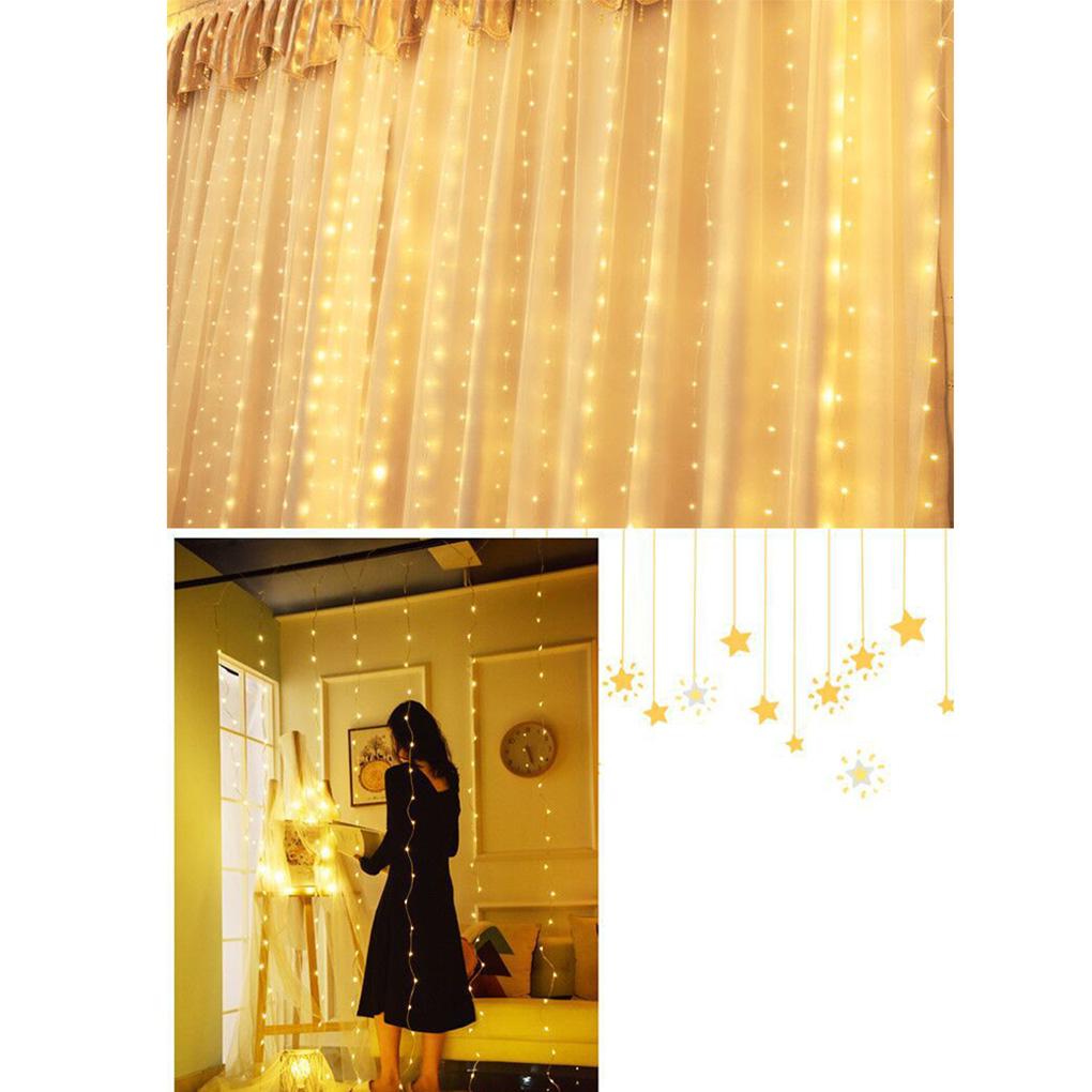 300 LED Curtain Fairy String Lights Hanging Backdrop Lamp Wedding Party Decor