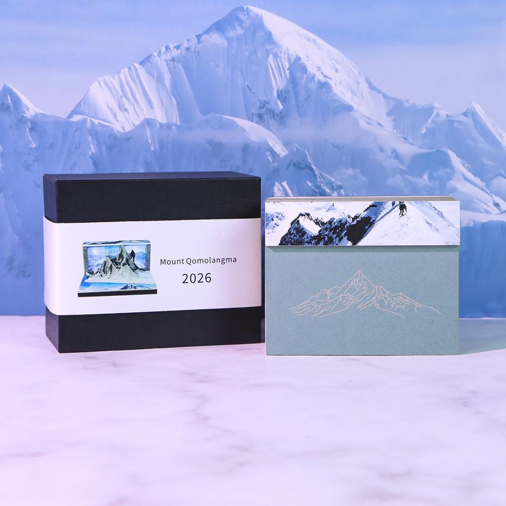 3D Mount Everest Paper Art Memo Pad 2026 Weekly Calendar Creative Handmade Gift with Led Light Gift Box Custom Service