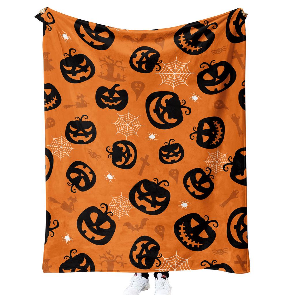 Halloween Pumpkin Design digitalprinted polyester Bedroom velvet flannel soft sofa cover blanket Fleece soft sofa cover