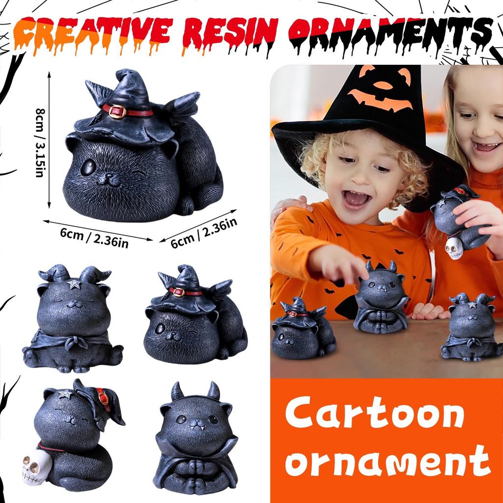 Cartoon Cute Halloween Mountain Cat Pendant Car Decoration Crafts Creative Small Items Resin Pendant