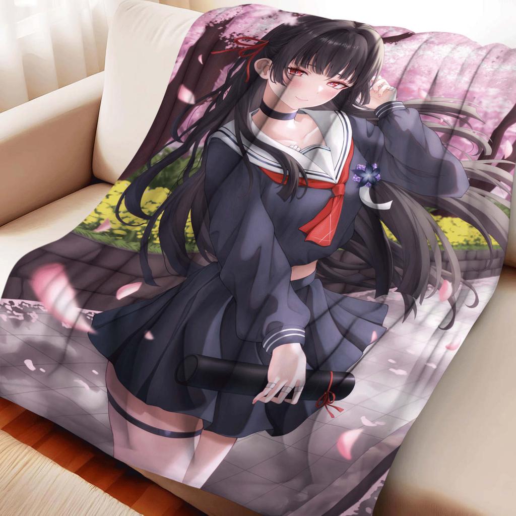 Cartoon Wuthering Waves Kuchiba Chisa Flannel Blanket Cover Warm Soft Anime Blanket Multifunctional Decor Home Universal Blanket