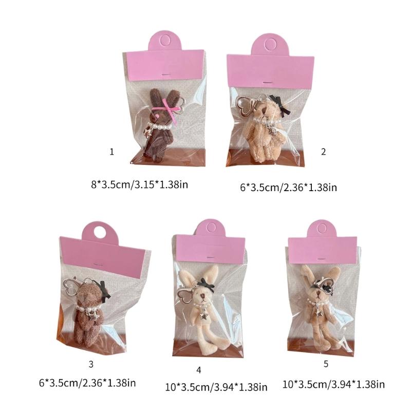 Cartoon Rabbit Keychain Cute Bear Doll Pendant Keyring Delicate Bowknot Ornament Backpack Decoration for Bag Purse Key