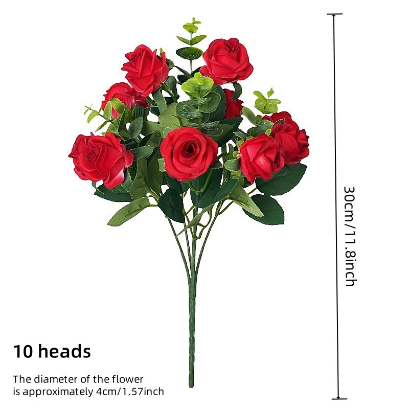 10 Heads Artificial Roses - Home&Wedding Valentine's Day Decoration Eucalyptus Rose Bundle Valentine's and Family Gifts