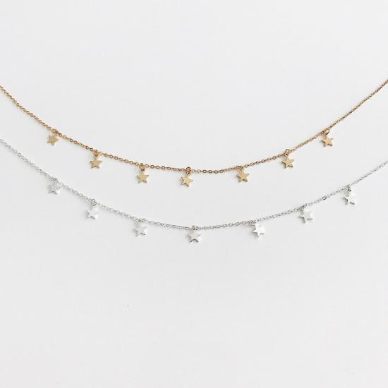2021 New Fashion Simple Style Women's Alloy Electroplated Necklace Long Personality Five-Pointed Star Pendant C179