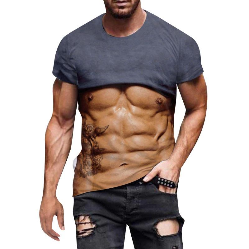

Мужская футболка с мышцами, футболка для бодибилдинга и фитнеса с 3D-принтом, модная спортивная фитнес-футболка 6XL