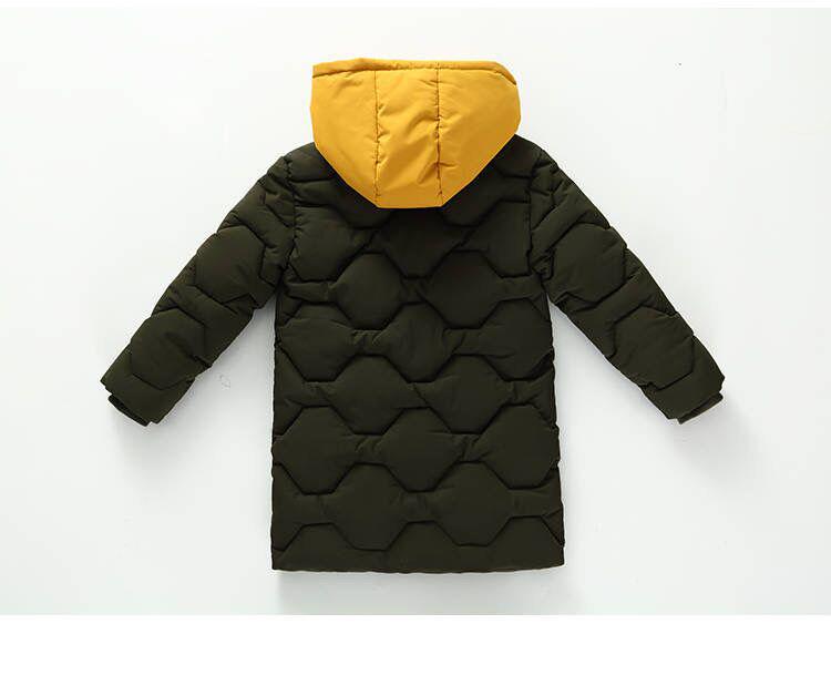 Boys' Winter Hooded Down Cotton Coat - Mid-Length Padded Jacket