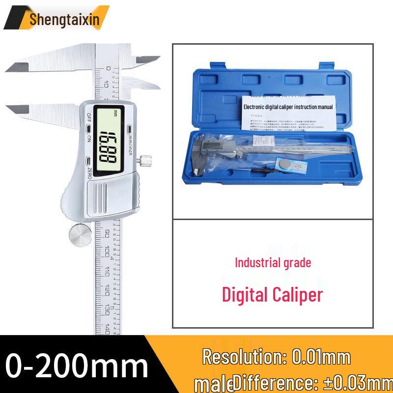 Waterproof High-Precision Digital Vernier Caliper, Stainless Steel, 0-150/200/300mm.