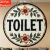 Antique Style Floral Metal Wall Art Vintage Bathroom Sign Circular Home Decor