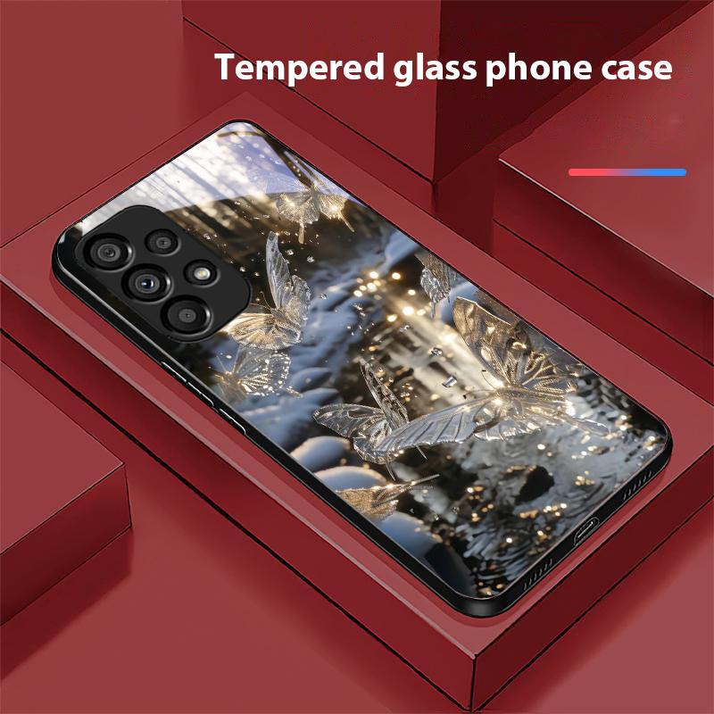 

Градиентная бабочка для Samsung Galaxy S10 20 Plus 21 FE 22 23 24 FE 25 Ultra Черный Чехол из закаленного стекла Жесткий корпус For Samsung S22 Pro