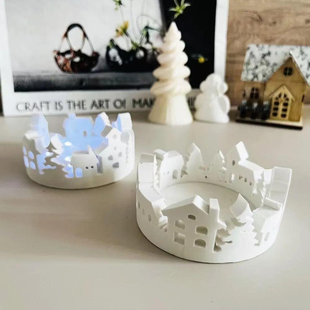Cute Bunny House Candlestick Silicone Mold House Shape Bunny Candlestick Mould  House Ornament