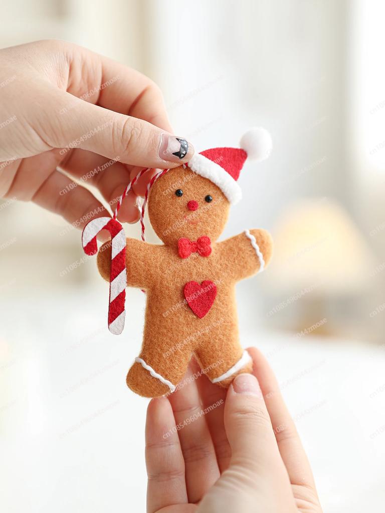 Y New Christmas Ornaments Brown Gingerbread Man Plush Doll Pendant Christmas Tree Decoration Accessories Small Pendant