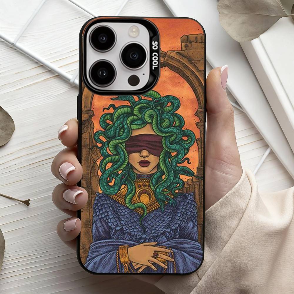 

Medusa Greek Mythology Look At Me Phone Case For iPhone17,16,15,14,13,12,11 Plus,Pro Max Black Candy Silver Plated Cover iPhone15promax