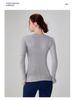 Women's Seamless Waist-Cinched Round Neck Long Sleeve Yoga Top: Breathable, High Elasticity, Shaping, Fitness Base Layer.