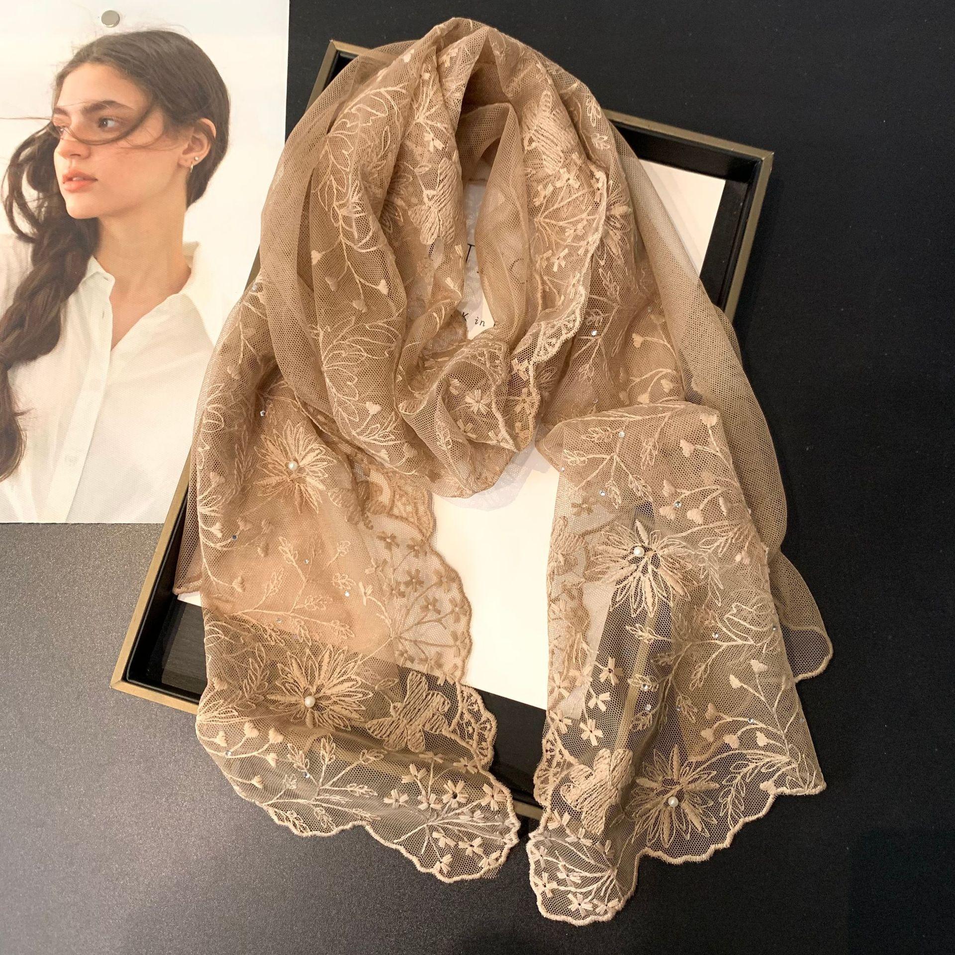 Vreovor Niche Lace Small Scarf French Super Fairy Embroidered Headband Headscarf Korean Version Neck Women S Spring Summer Soft 30-150cm