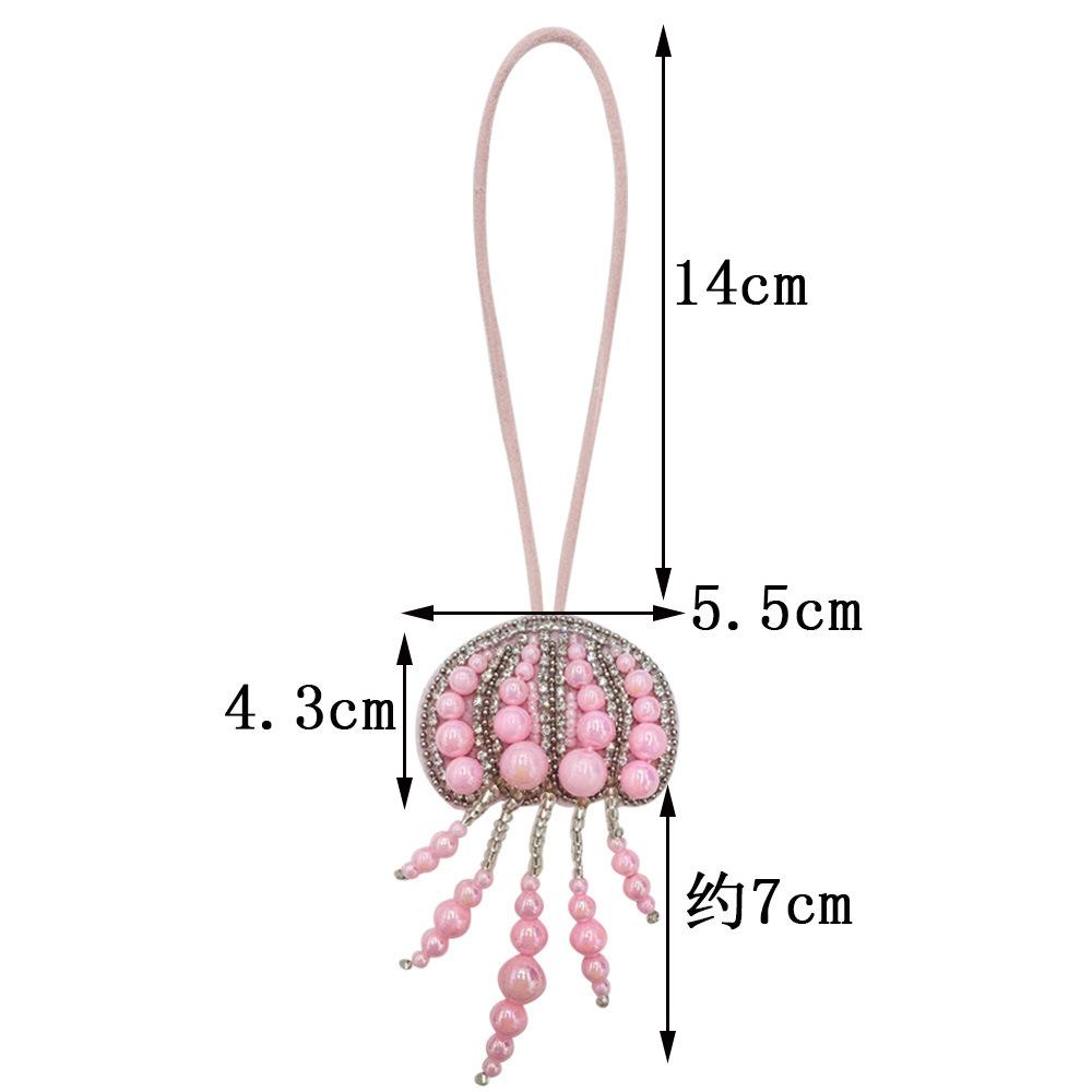 Rhinestone Jellyfish Beads Patches Bag Charm Crystal Tassel Lanyard Sewing Jellyfish Beading Applique Patch Keychain Bag Accesor