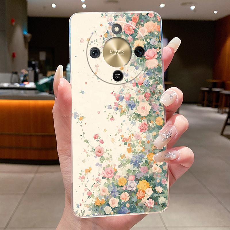 For Honor Magic 8 Lite Case Pretty Flower Butterfly Silicone Clear Back Cover Soft TPU Phone Case for Honor Magic8 Lite 5G Funda