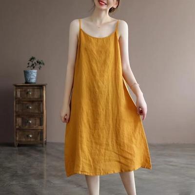 Moda dame vară primăvară culoare uni imprimeu bretele fără mâneci talie lejeră rochii casual