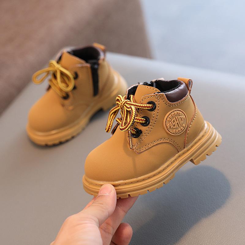 

Детские ботинки в мотоциклетном стиле Весенне-осенняя обувь для малышей Уличная обувь для младенцев Первые шаги Мальчик Девочка Мягкие ботильоны из ПУ-кожи Size 16 (12cm) жёлтый