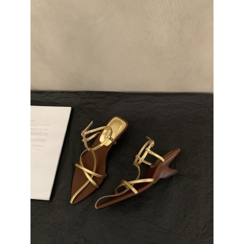 Platform Pointed-toe Sandals Fairy Shoes for Summer Elegant Style To Pair with Skirts Thin Straps Roman-style Shoes