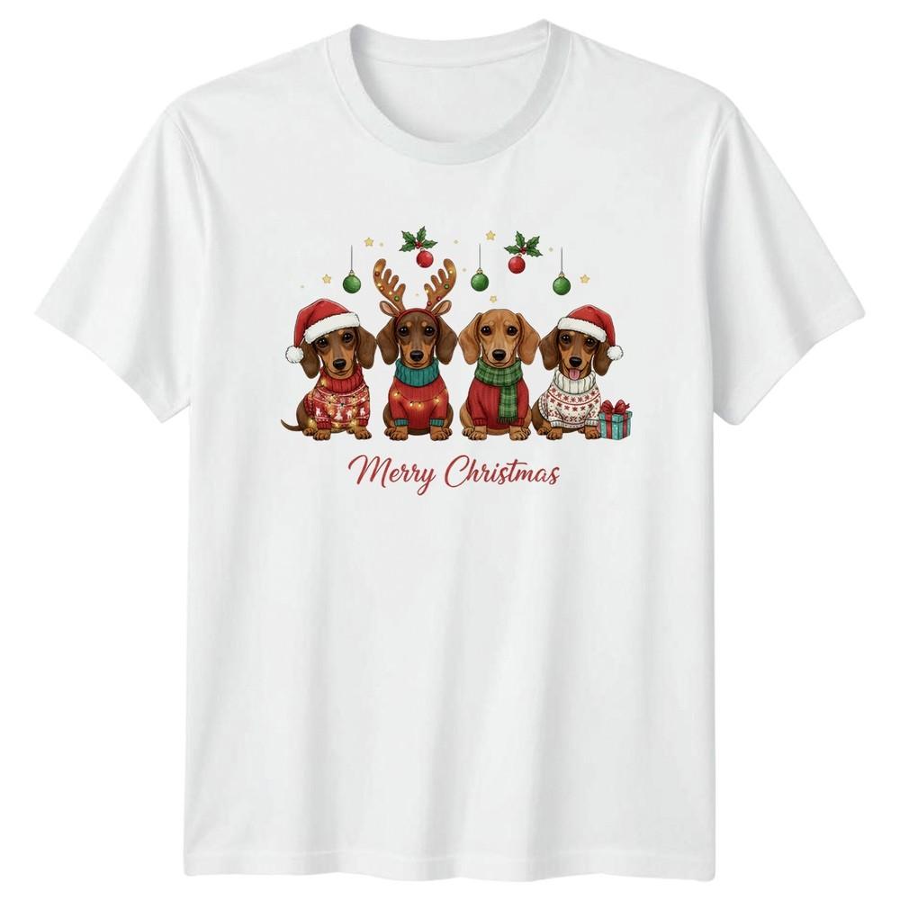 Merry Christmas Dachshund Dogs Christmas Holidays Unisexs TShirt Unisexs Tee S