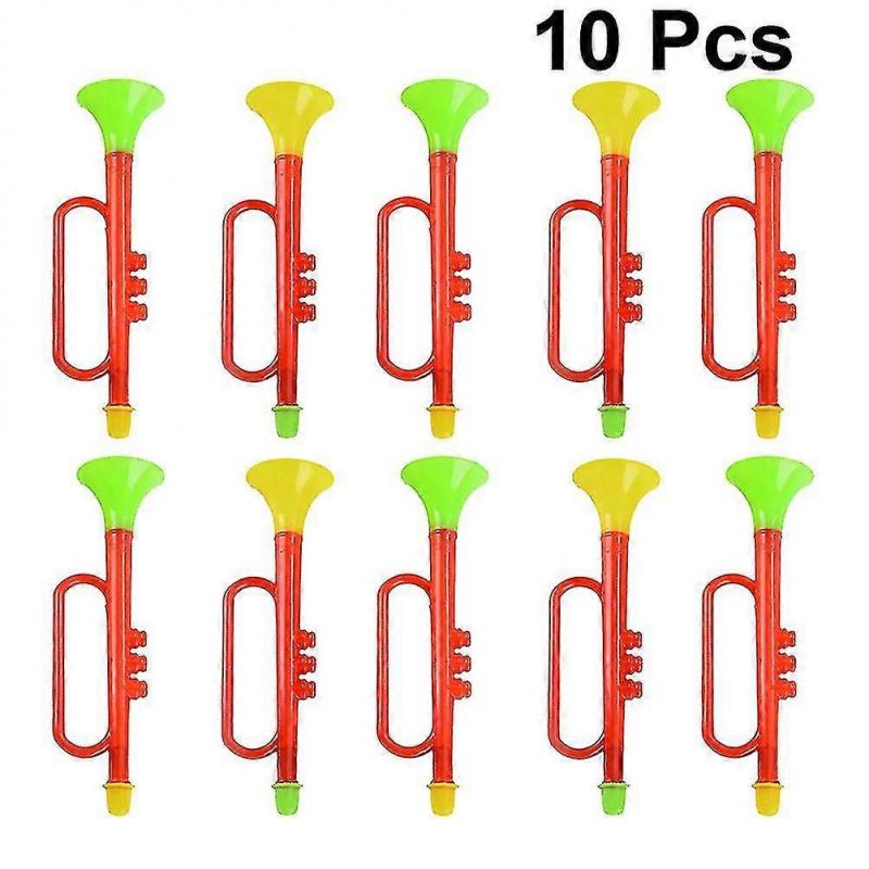 10pcs Kids Trumpet Toys Plastic Trumpet Toy Funny Noise Making Tools Cheering Prop (random Color)