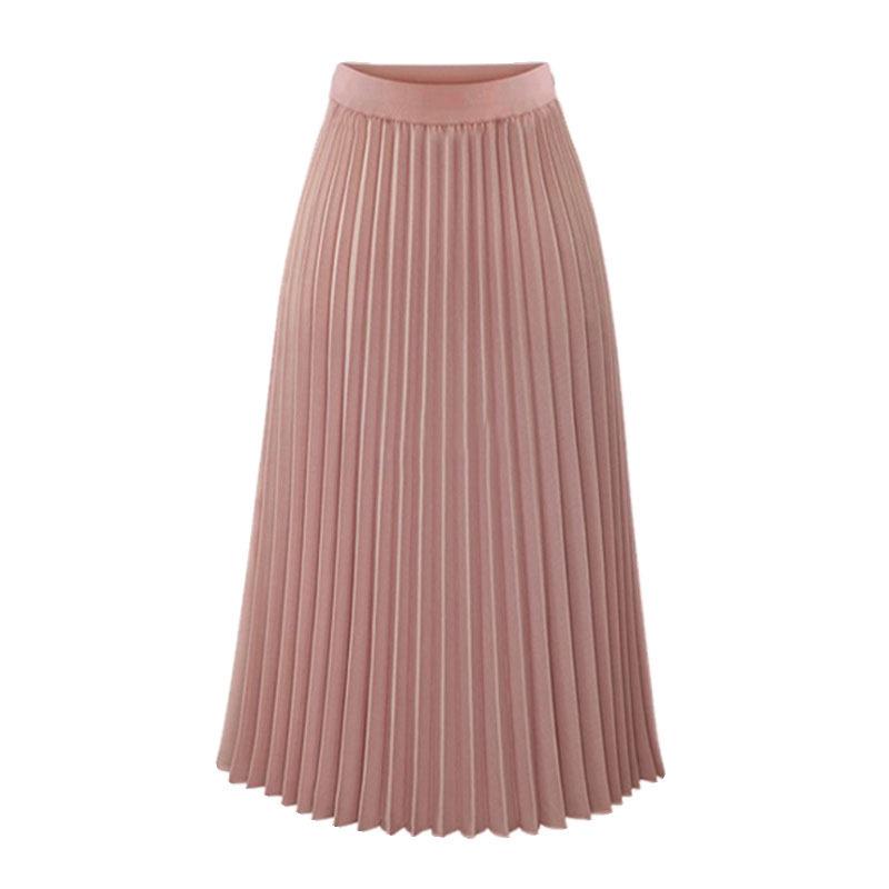 Gonna midi plissettata in chiffon europeo con elastico in vita
